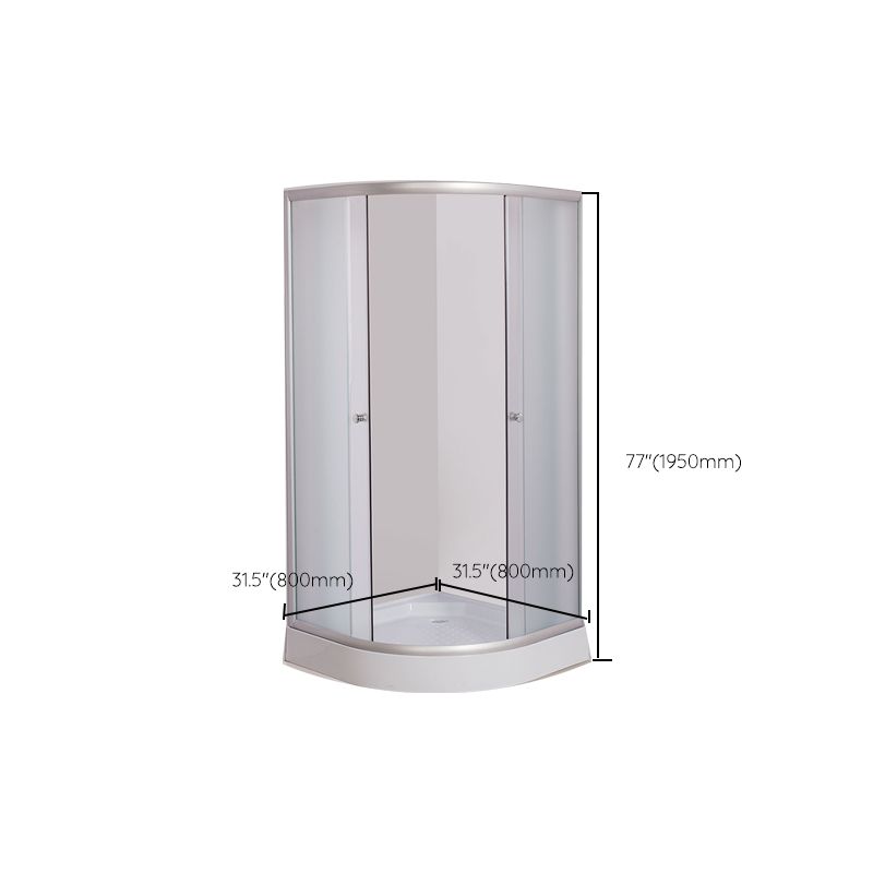 Tempered Glass Shower Enclosure Corner Round Clear Glass Shower Kit