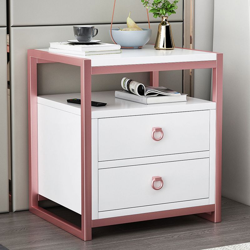 18 Inch H Nightstand Imitation Wood Drawer Storage Modern Night Table