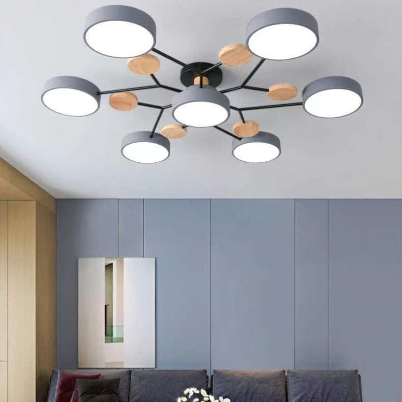 Nordic Style Ceiling Lighting Metal Semi Flush Mount for Living Room