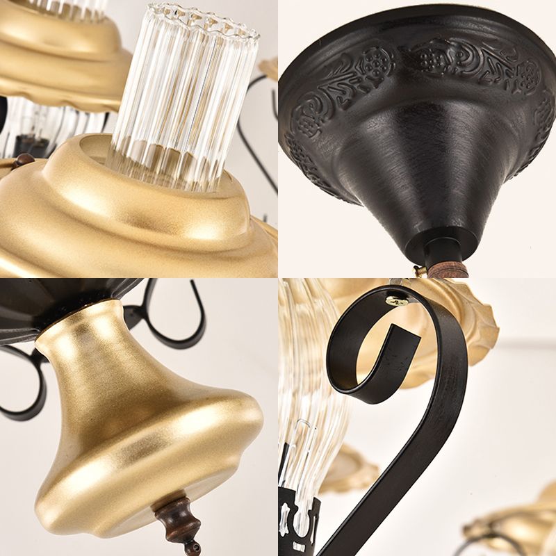 Iron and Glass Lantern Ceiling Pendant Industrial Single Light Bedroom Chain Hung Pendant in Brass