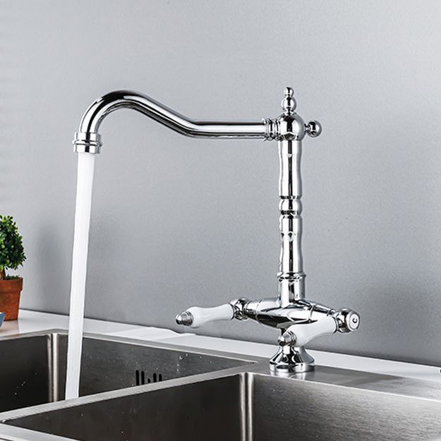 Traditional Kitchen Bar Faucet Double Handle High Arch No Sensor Bar Faucet