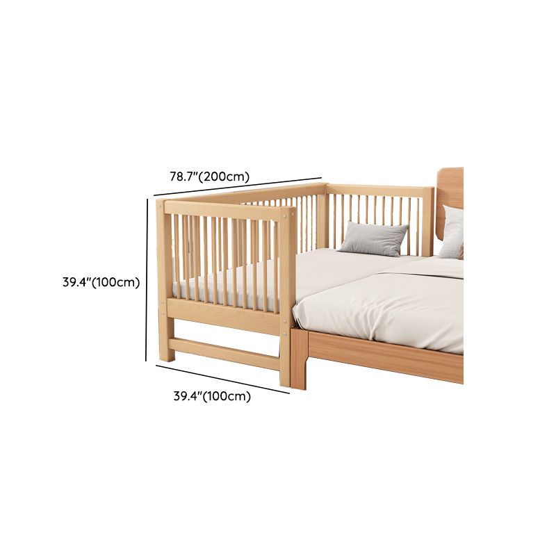 Natural Solid Wood Nursery Crib with Guardrail Farmhouse Crib