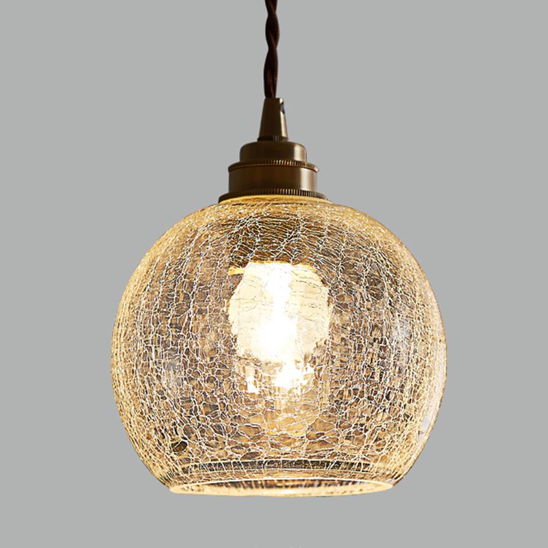 1 Light Spherical Pendant Lamp Vintage Industrial Crackled  Glass Hanging Lamp for Living Room