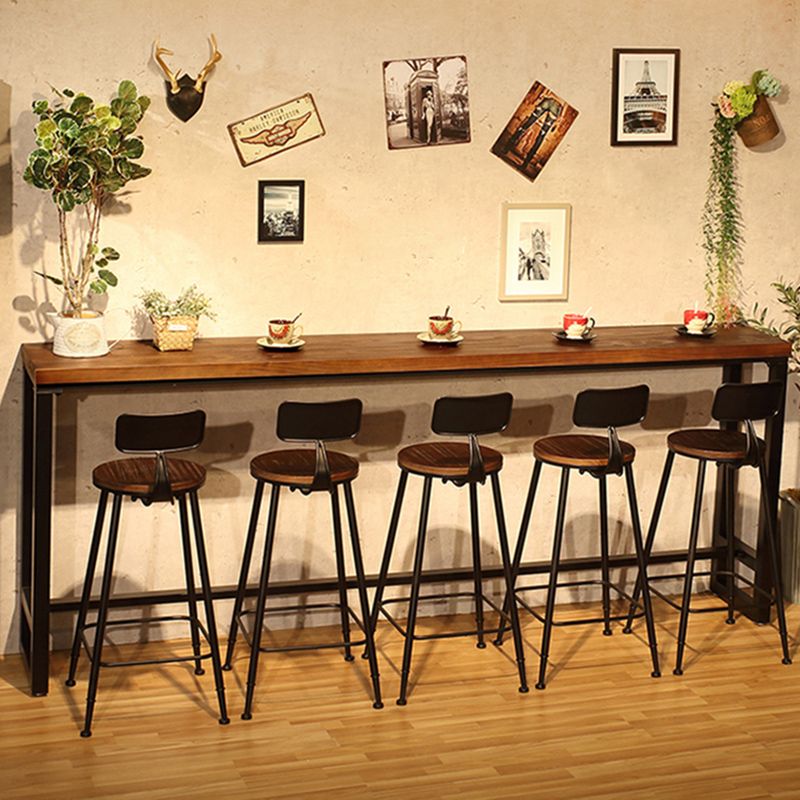 Industrial Style Bistro Bar Table Rectangle Wood Bar Table for Dining Room