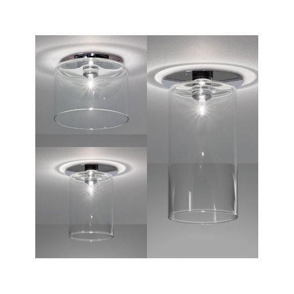 Iluminación de montaje de altura de cilindro Vidrio transparente modernista 1 Light Nickle Flush Mount Techo Accesorio, 3 "/4" /5.5 "de ancho