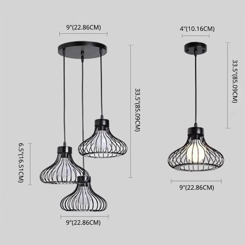 Vintage Bird Cage Pendant Light Industrial Style Pendant Light Fixtures for Restaurant