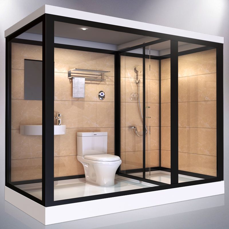 One Piece Tempered Glass Single Sliding Shower Enclosure White Frame Shower Enclosure