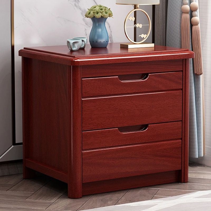 2 - Drawer Contemporary Accent Table Nightstand Walnut Wood Bed Nightstand