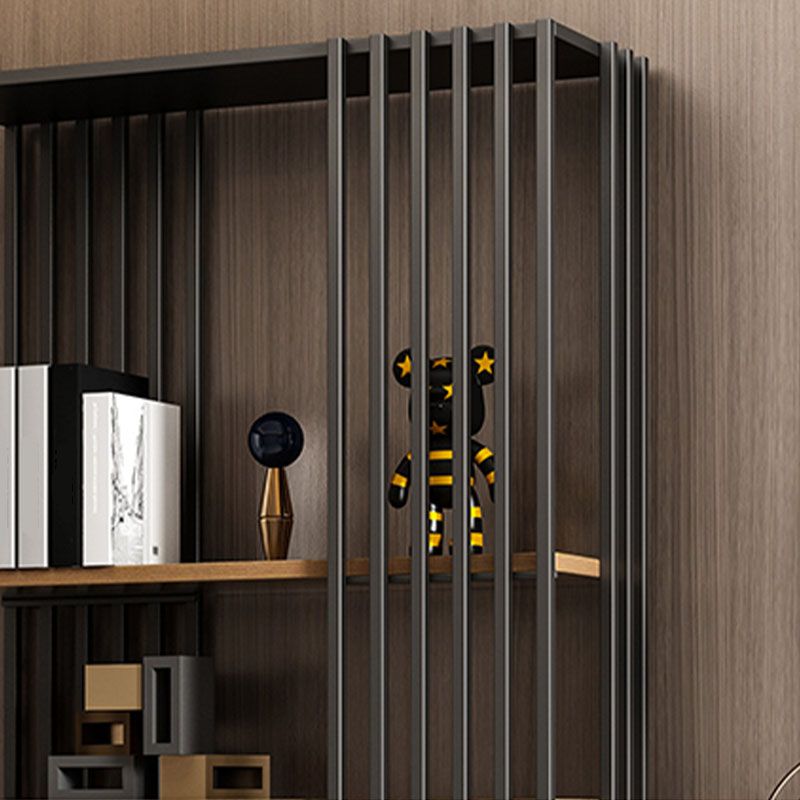 Contemporary Metal and Wooden Book Shelf Open Vertical Shelf Bookcase