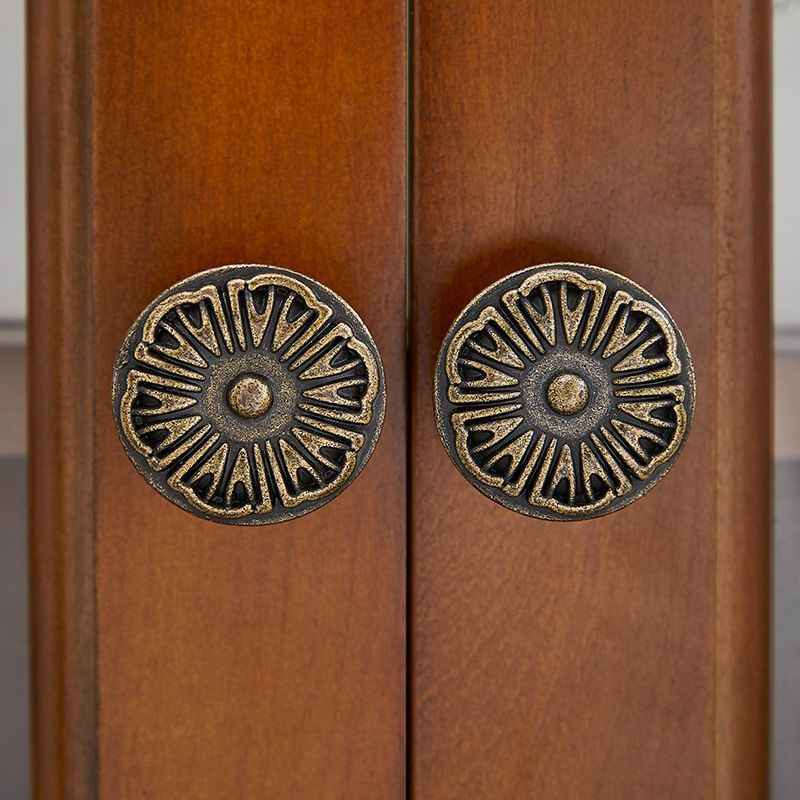 Mid-century Modern Brown Corner Cabinet, Wooden Accent Cabinet with Shelves