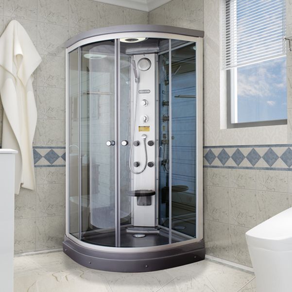 Clear Tempered Glass Shower Stall Round Shower Stall with Base Kit