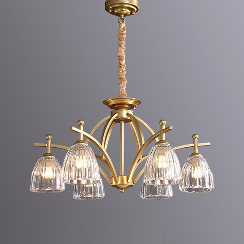 American Style Chandelier Verre Multi Light Hanging Light en or pour la chambre