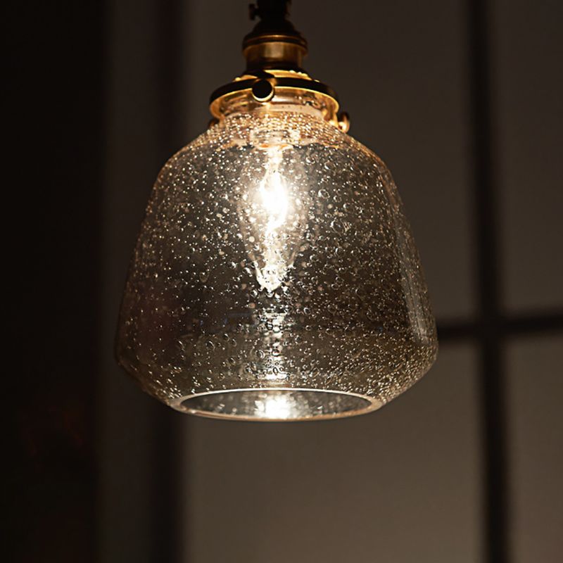 Luminaire pendentif de nuance de verre effilé à la lumière de style industriel en laiton