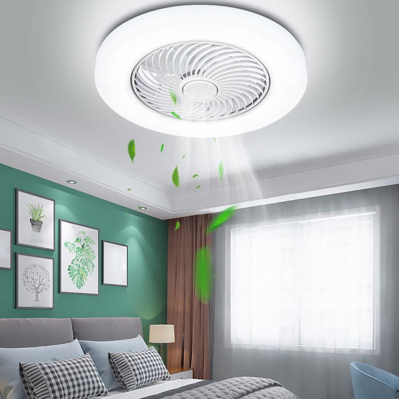 Round Flush Mount Ceiling Fan Light Minimalist Bedroom Living Room Ceiling Mount Light