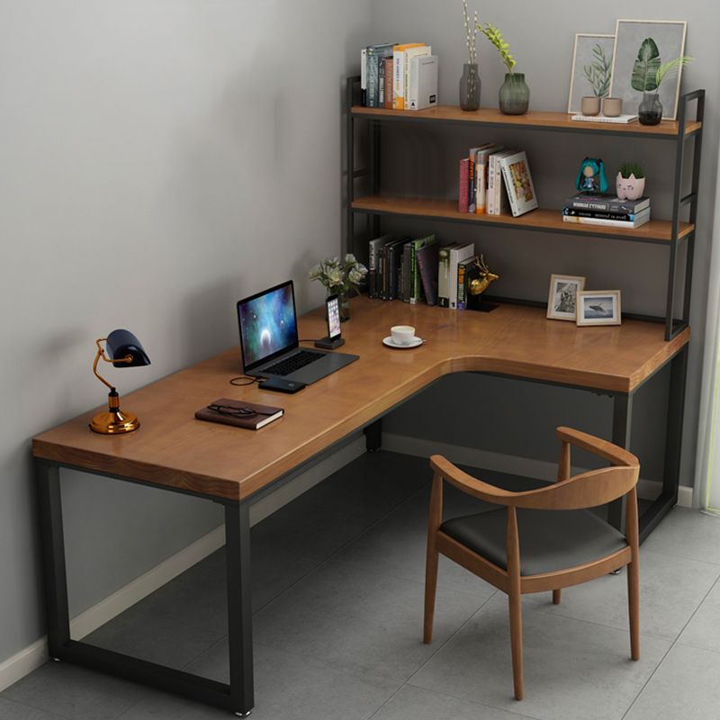 Solid Wood Office Desk 29.5" High L-Shape Writing Desk for Home