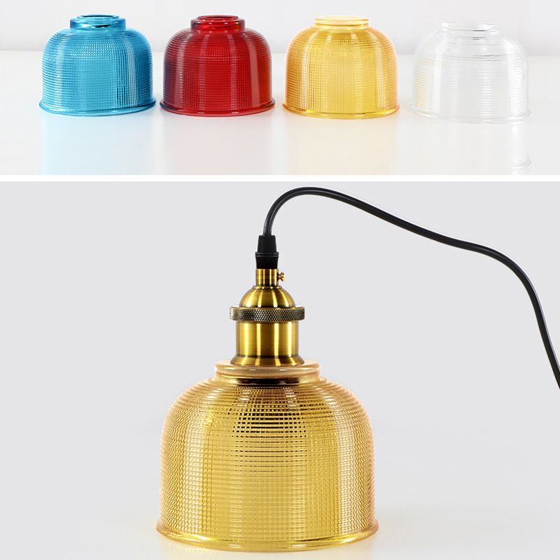 1 lichte hanglamp vintage industriële bel geribbeld glas hangende lamp voor eetkamer tafel