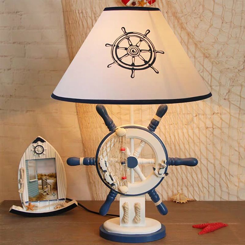 Kids Style Rudder Table Lamp Wood 1 Head Bedside Night Light in Pink/Blue/Green with Dimmer Switch/Power Switch