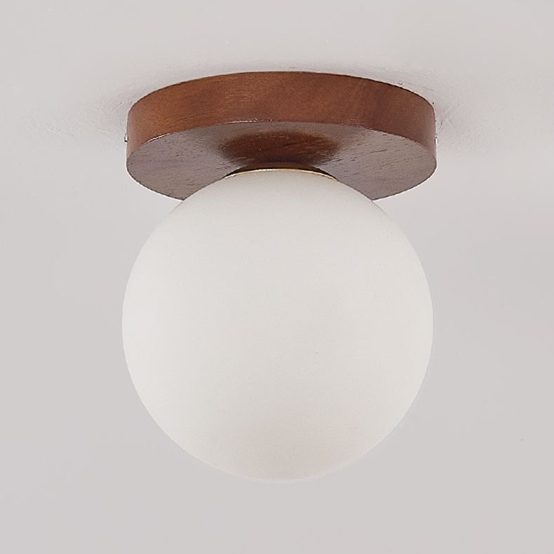 Spherical Ceiling Mounted Fixture Simplicity Style Wood Ceiling Mounted Light