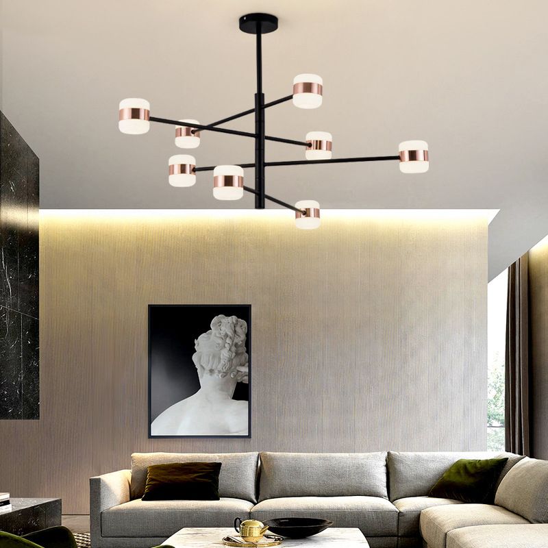 Metal Starburst Hanging Chandelier Modern 4/6/8 Lights Black Pendant Lighting in Warm/White Light