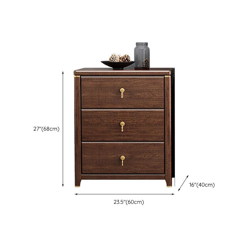 Glam Bedroom Chest Walnut Wood Vertical Storage Chest with Drawers