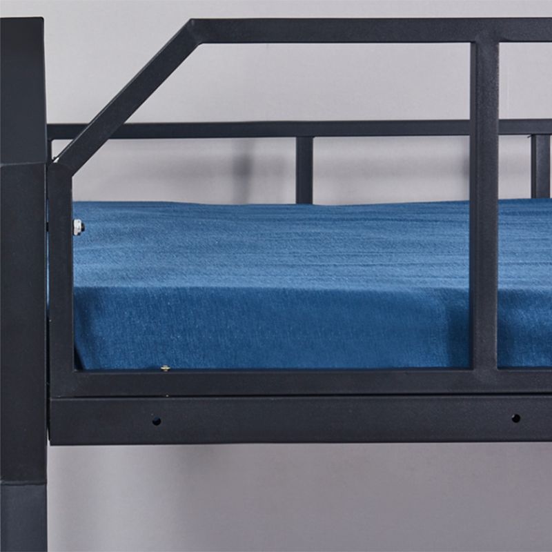 Contemporary Bunk Bed Metal Black with Guardrail No Theme Slat Headboard