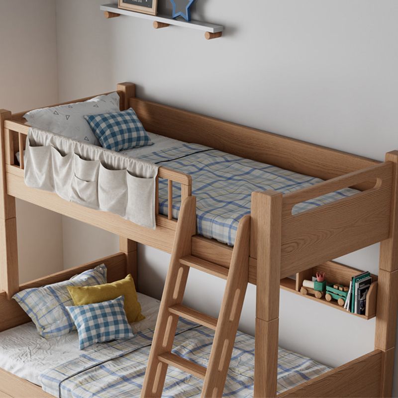 Modern Solid Wood Bunk Bed Panel Headboard Beech Kids Bed with Staircase