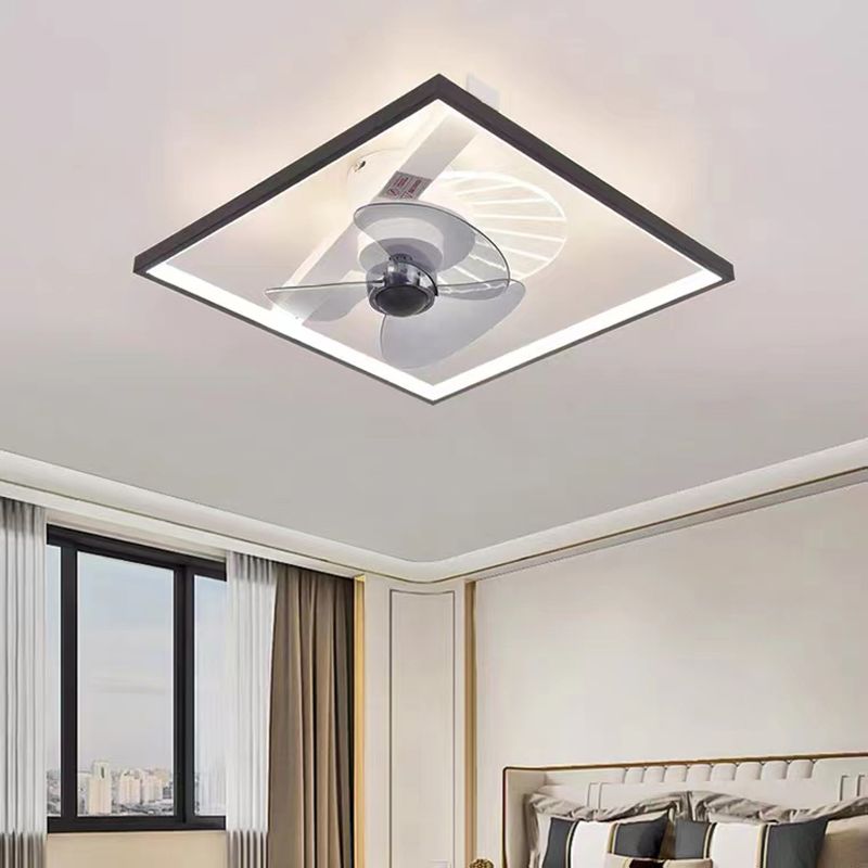 Nordic Geometry Flush Mount Fan Light Metallic Bedroom LED Semi Flush Ceiling Light