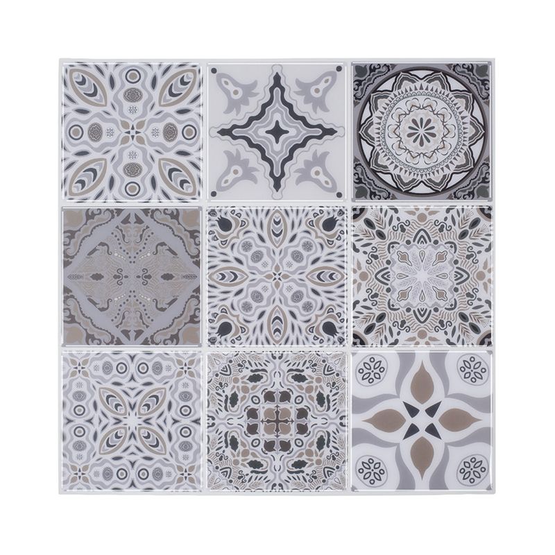 Grey Floral Mosaic Tile Wallpaper Panel Stick On Bohemia Restroom Wall Decoration