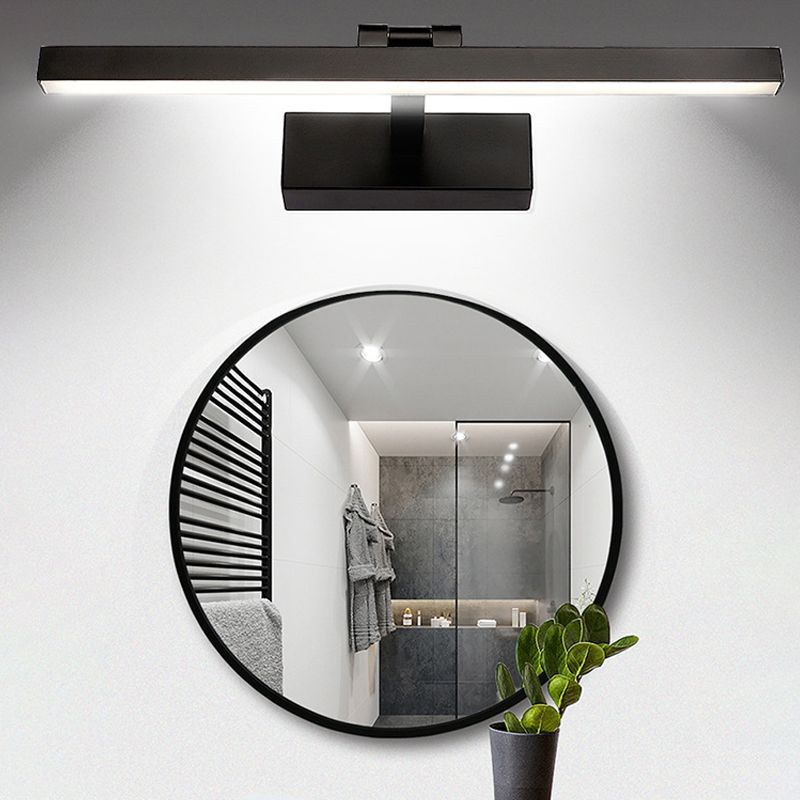 Metal Linear Shade Wall Lighting Modern 1 Light Mirror Wall Mounted Light Fixture in Black