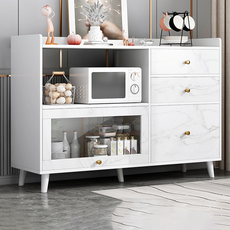 Modern Solid Wood Sideboard Table 1-Drawer Sideboard in Gray