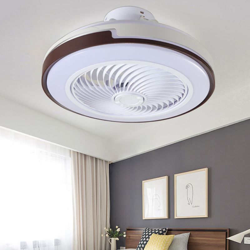 Round Fan Lamp Minimalist Acrylic Bedroom LED Semi-Flush Mount Ceiling Light