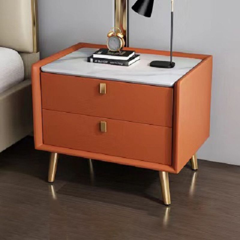 Solid Wood Bed Nightstand 2-drawer Accent Table Nightstand With Legs