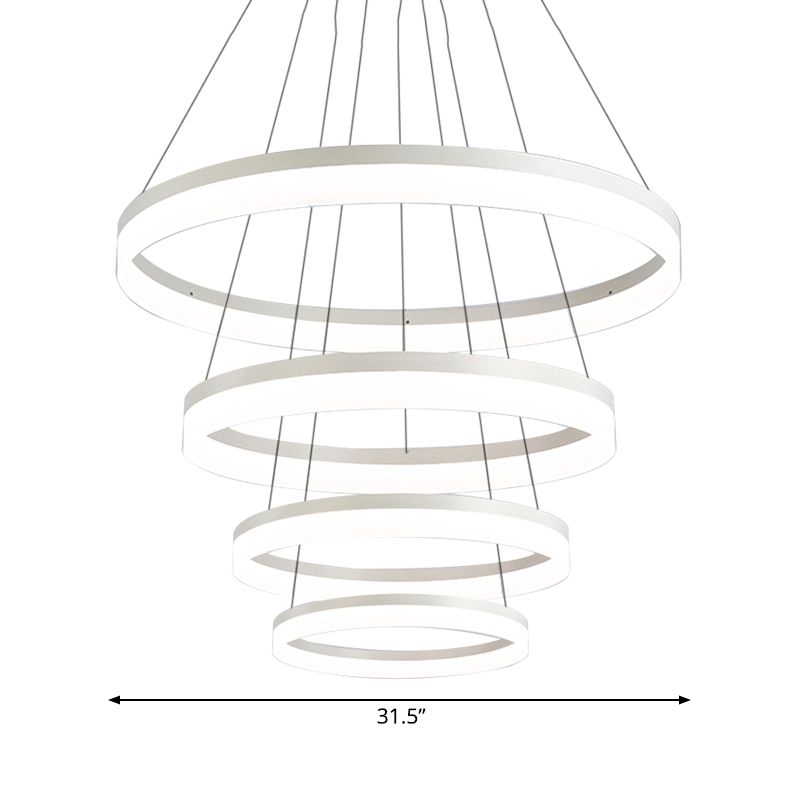 Minimalist Loop Acrylic Drop Pendant LED 4/5 Lights Ceiling Chandelier Lighting Fixture in Warm/White Light