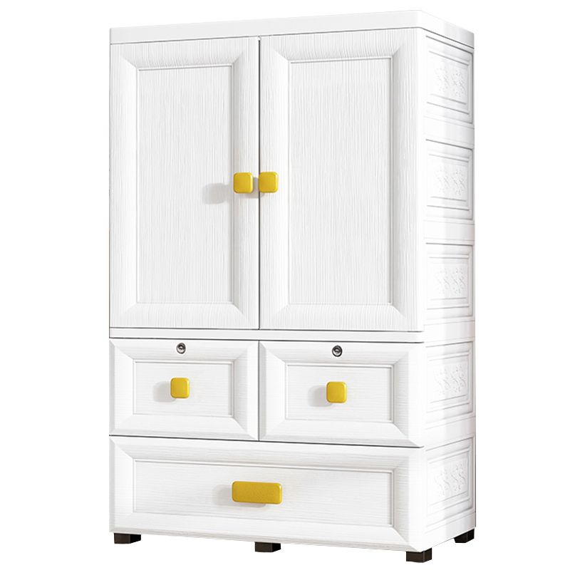 Contemporary Plastic Wardrobe White Colour Bedroom Kids Closet