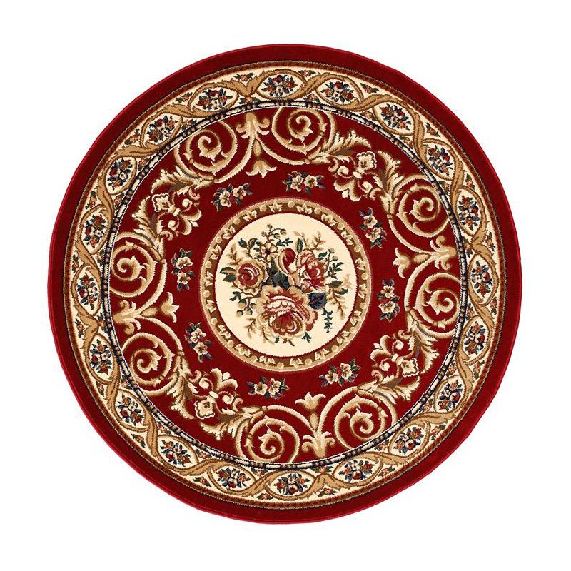 Round Floral Printed Rug Polyester Industrial Indoor Rug Stain Resistant Carpet for Adult's Bedroom