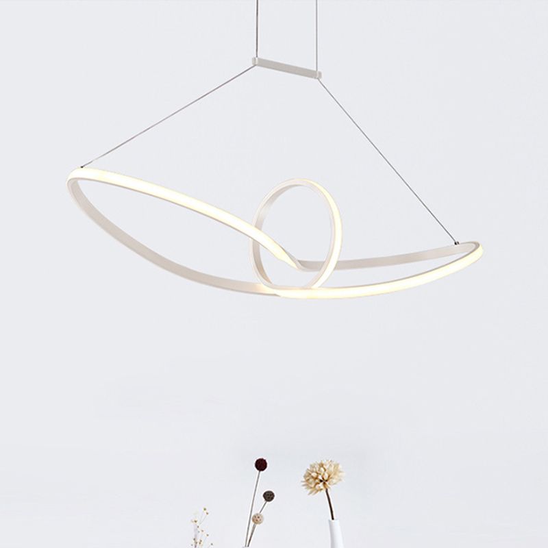 Acrylic Twisted Ceiling Light Minimalist LED White Chandelier Pendant in Warm/White/Natural Light