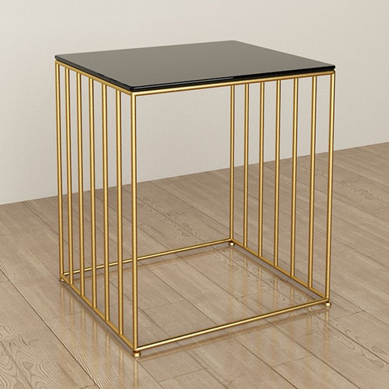 Modern Glass Top Nightstand Metal Non-Storage Iron Bed Nightstand