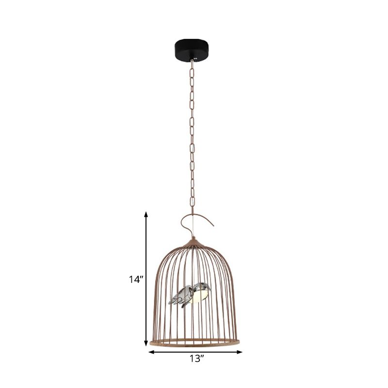 1 bol kooi hanger lamp eigentijds metalen gesuspendeerd verlichtingsarmatuur in zwart/roze met vogel