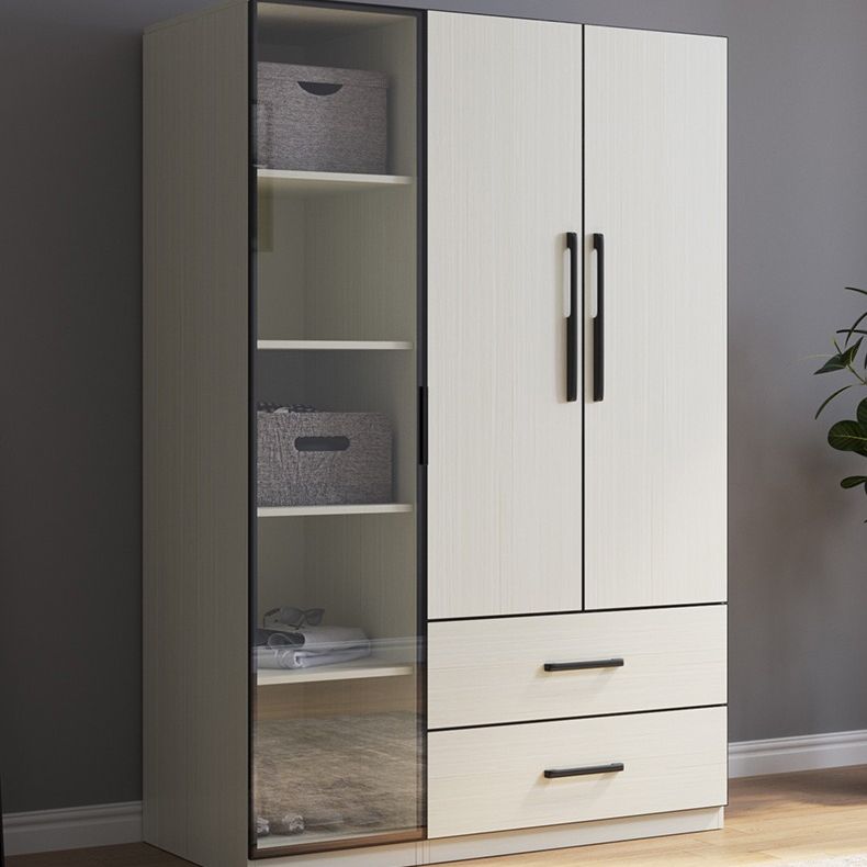 Hinged Storage Cabinet with Shelves Modern Wardrobe Closet for Home