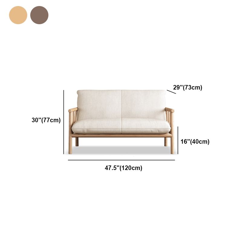 Linen Contemporary Square Arm Sofa Wooden Standard Sofa for Living Room, Apartment