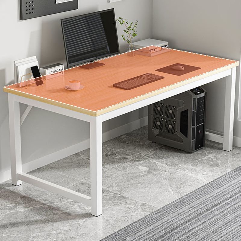 Contemporary Rectangle Engineered Wood Desk H-Shape Base Desk for Home Office