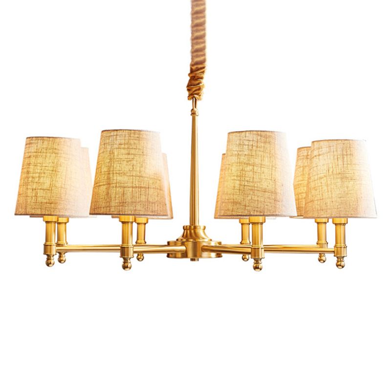 Empire Shade Chandelier Light Simplicité Tissu Livrage Pendre Light Aymat en or