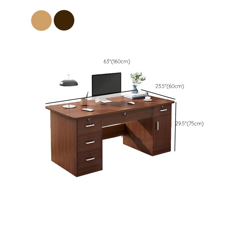 Engineered Wood Writing Desk Modern Executive Desk with Drawers