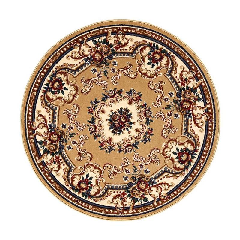 Round Floral Printed Rug Polyester Industrial Indoor Rug Stain Resistant Carpet for Adult's Bedroom