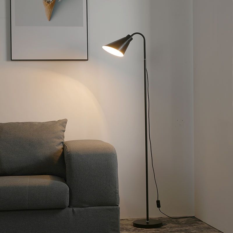 Metal Flexible Gooseneck Floor Lamp Nordic 1 Head Standing Light with Cone Shade