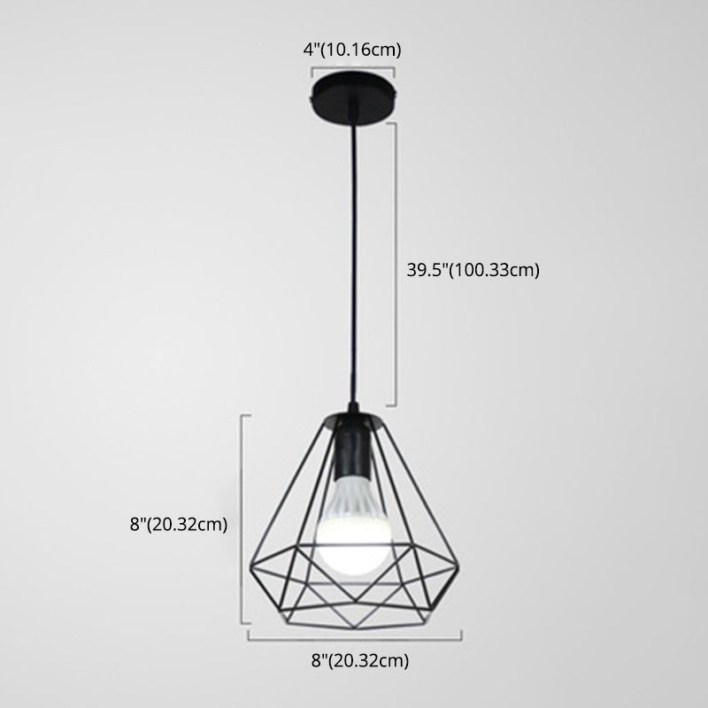 Diamantvormige metalen kooi hangend licht een enkele lamp industriële stijl coffeeshop hanglamp