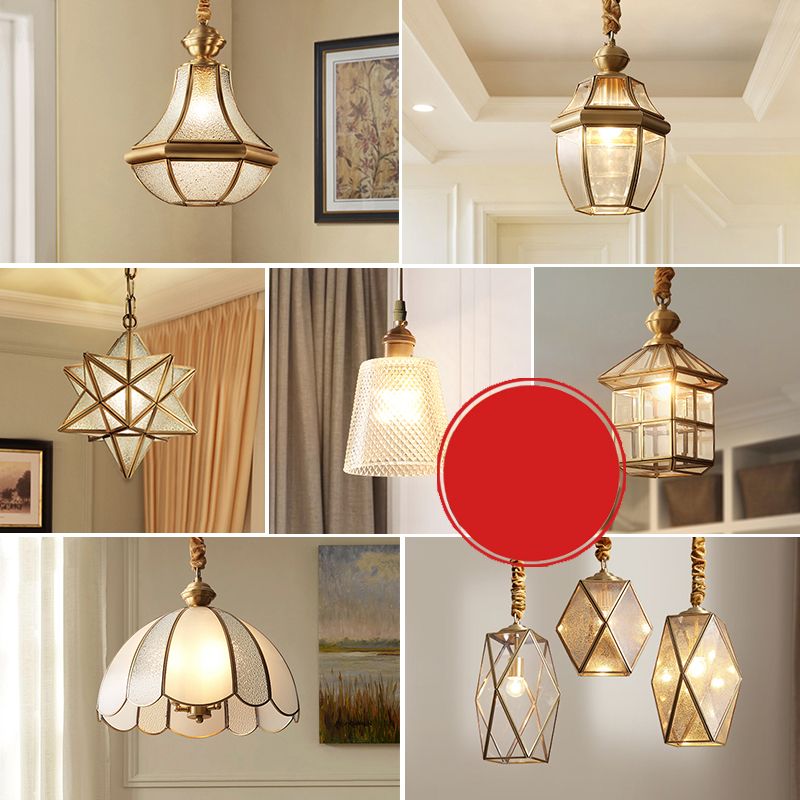 Gold Single-Bulb Ceiling Light Simplicity Metal Geometric Shaped Hanging Pendant Light