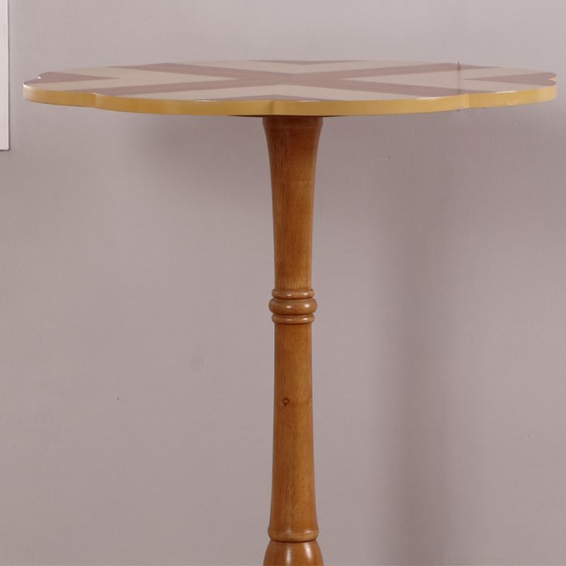 Brown Solid Oak End Table, Round Gloss Contemporary Side Table