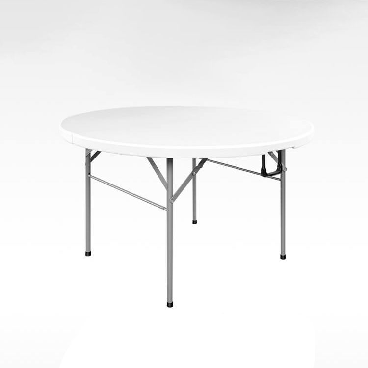 Modern Round Plastic Dining Table Foldable Steel Frame Material Table in White