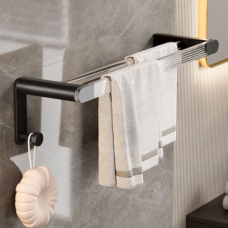 Matte Black Bathroom Hardware Set Metal & Acrylic Bath Shelf/Towel Bar/Robe Hooks